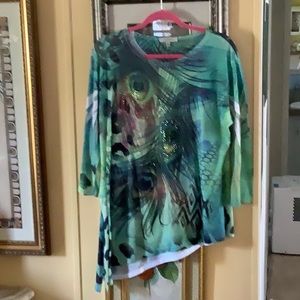 Jess & Jane Top peacock stones green black orange extra large beautiful …